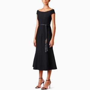 Carolina Herrera Ottoman Corset Knit Midi Dress in black